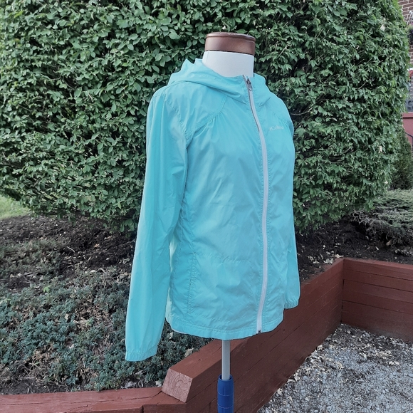 Columbia Girl's Nylon Windbreaker Rain Jacket Full Zip Lightweight Travel - Picture 4 of 14